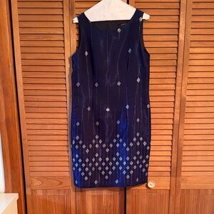 Positive Attitude Navy Midi Dress with Silver Accents.